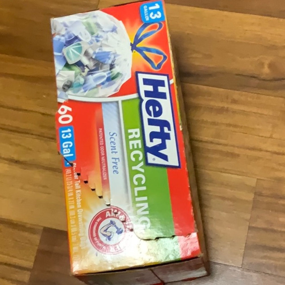Hefty clear 13 gallon tall kitchen drawstring bag for recycling count 60